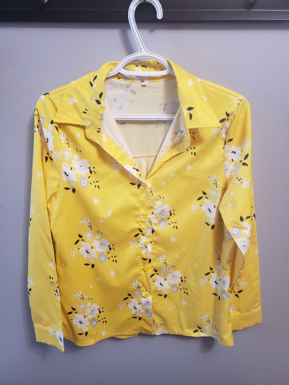 Yellow Floral Button-Front Women's Blouse